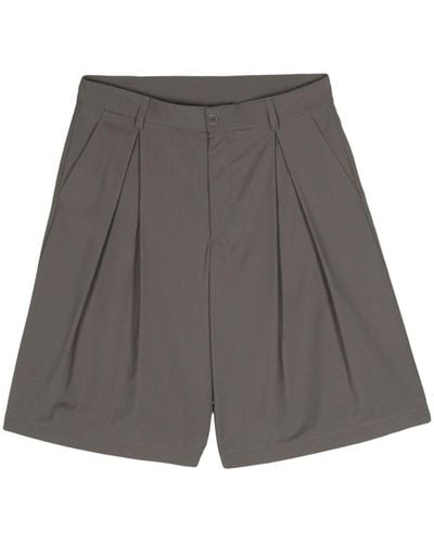 Emporio Armani Pleat-detail Wide-leg Shorts - Gray