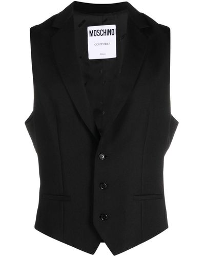 Moschino V-neck Virgin-wool Waistcoat - Black