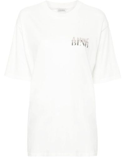 Anine Bing Logo-print Cotton T-shirt - White