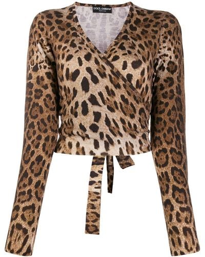 Dolce & Gabbana Pullover mit Leoparden-Print - Braun