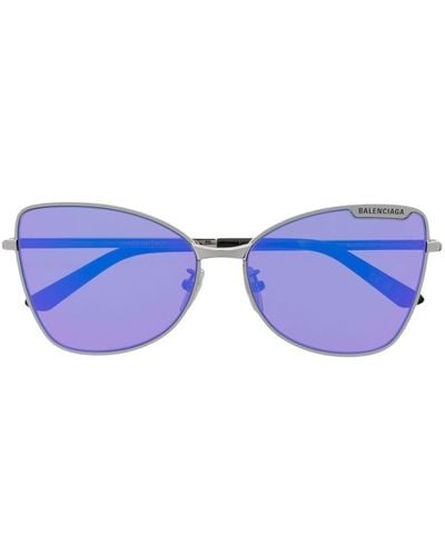Balenciaga Logo-plaque Butterfly-frame Sunglasses - Purple