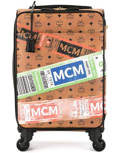 MCM Stark Flight Print Trolley Wheeled Suitcase - Orange