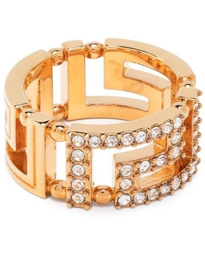Versace Greca Ring mit Kristallen - Mettallic