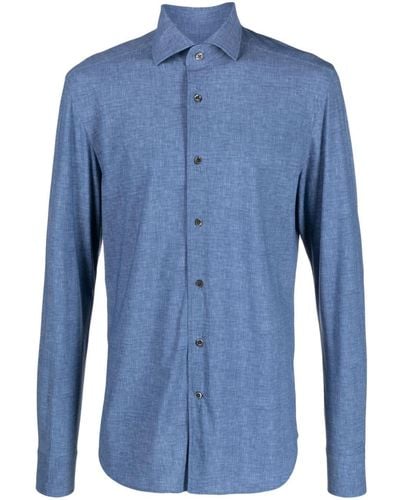 Corneliani Denim Long-sleeved Shirt - Blue