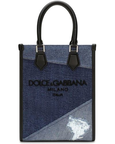 Dolce & Gabbana Bolso shopper con detalle patchwork - Azul