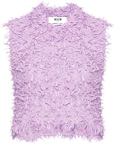 MSGM Textured-finish Knitted Top - Pink