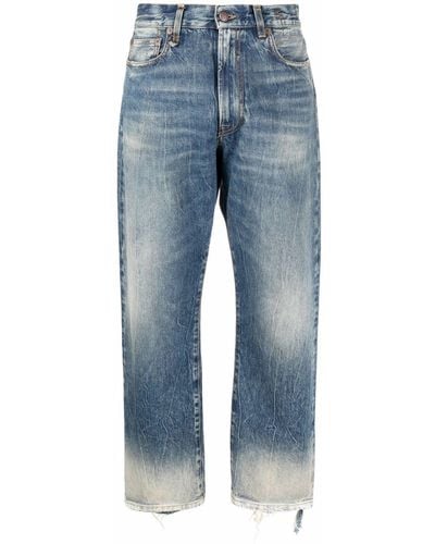R13 Kelly Cropped Distressed-hem Jeans - Blue