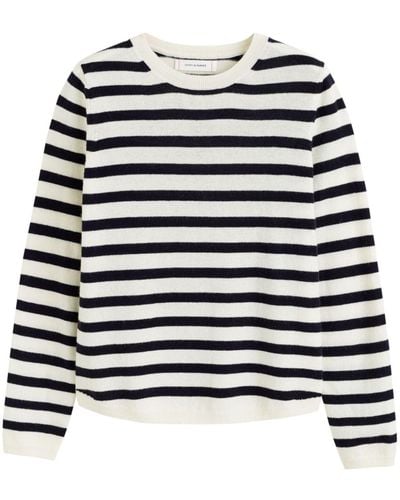 Chinti & Parker Elbow-patch Striped Sweater - Black