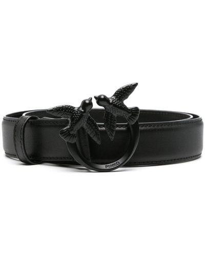 Pinko Love Berry Leather Belt - Black