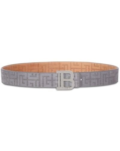 Balmain Leather B-belt - Grey