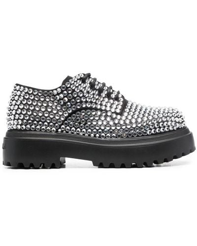 Le Silla Ranger Crystal-embellished Derby Shoes - Black