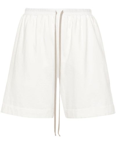 Rick Owens Elasticated-waistband Cotton Shorts - White