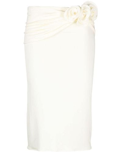 Magda Butrym White Floral-appliqué Midi Skirt