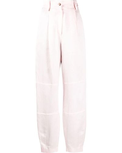 The Mannei Volterra High-waisted Satin Trousers - Pink