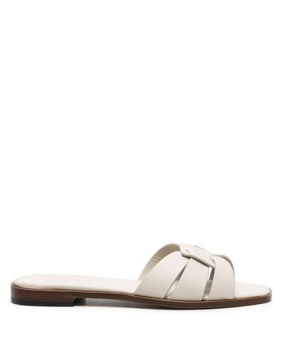 Doucal's Cut-out Leather Slides - White
