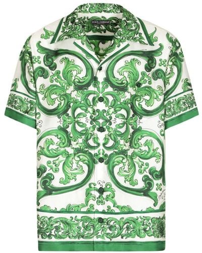 Dolce & Gabbana Majolica-print silk-twill shirt - Grün