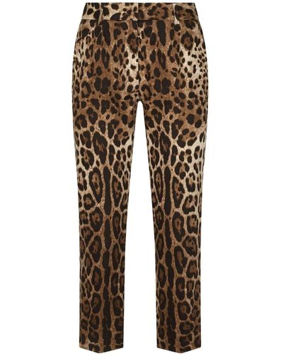 Dolce & Gabbana Leopard-print Tailored Pants - Natural
