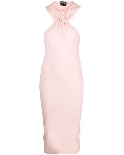Tom Ford Vestido de tubo midi con cuello halter - Rosa