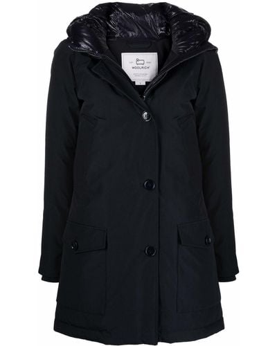 Woolrich Hooded Button-down Coat - Blue