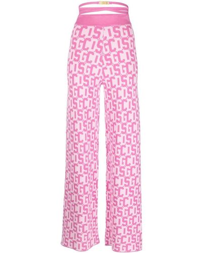 Gcds Monogram Wide-leg Trousers - Pink