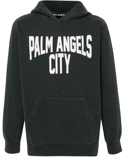 Palm Angels Sudadera con capucha y logo estampado - Negro