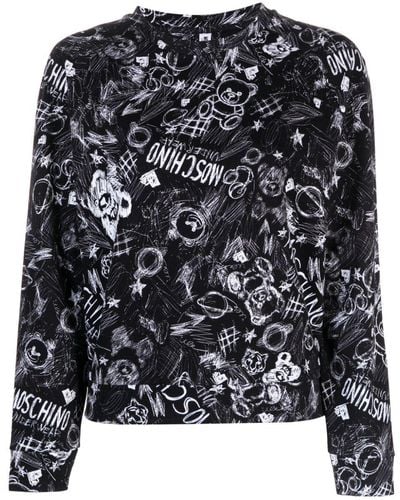 Moschino Teddy Bear-print Stretch-cotton Sweatshirt - Black