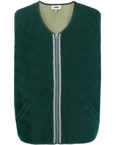 YMC Zip-up Sleeveless Fleece Gilet - Green