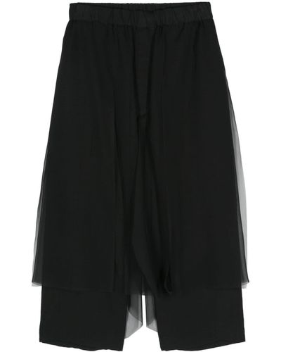Undercover Tulle-overlay Drawstring Trousers - Black