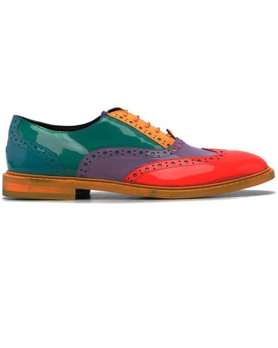 Moschino Paneled Lace-up Brogues - Red