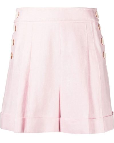 Zimmermann High-waisted Linen Shorts - Pink