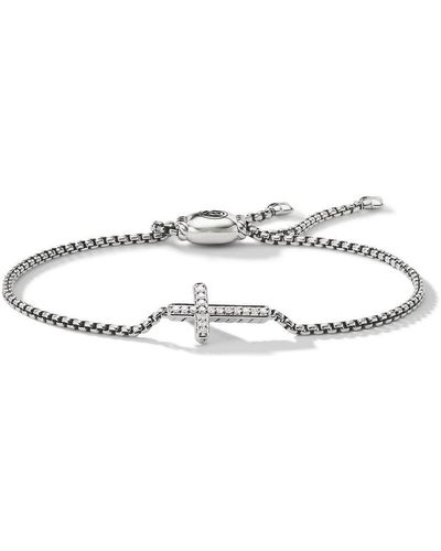 David Yurman Petite Pavé Cross Chain' Armband mit Diamanten - Weiß