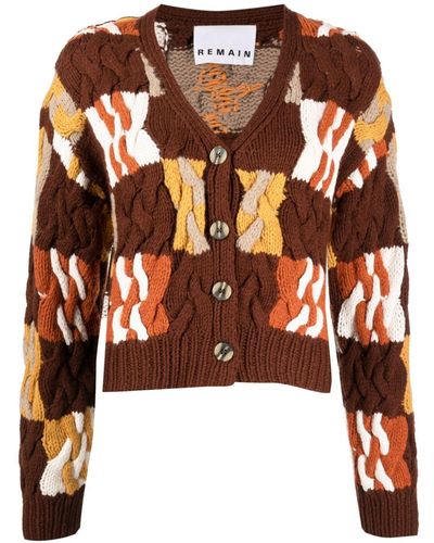 Remain Button-down Cable-knit Cardigan - Orange