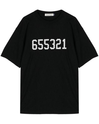 Undercover Numbers-print Cotton T-shirt - Black