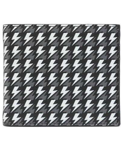 Neil Barrett Thunderbolt-print Bi-fold Leather Wallet - White