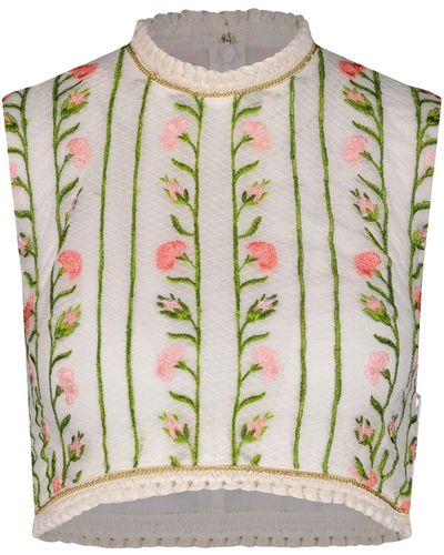 Giambattista Valli Floral-embroidered Top - Grey