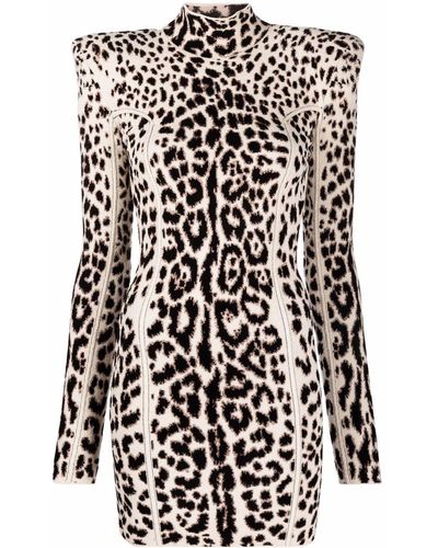 Roberto Cavalli Structured-shoulder Leopard Dress - Black