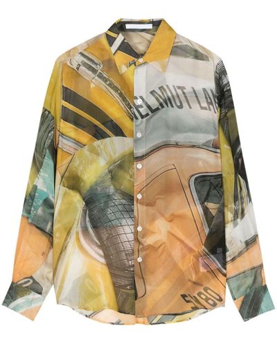 Helmut Lang Camisa con estampado gráfico - Marrón