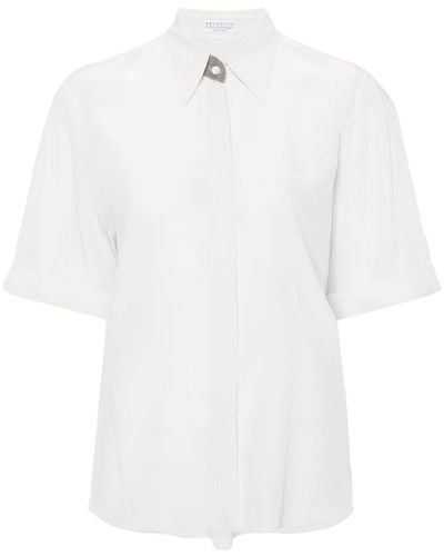 Brunello Cucinelli Camisa semitranslúcida - Blanco