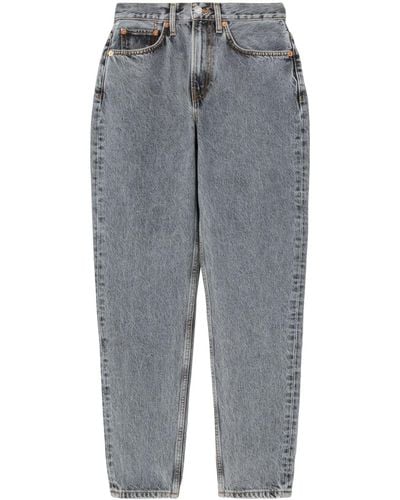 RE/DONE Taper High-rise Tapered Jeans - Grey