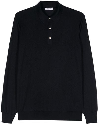 Boglioli Fine-knit Polo Shirt - Black