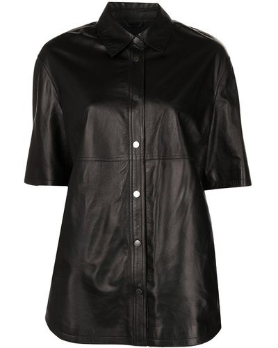 Brunello Cucinelli ショートスリーブ レザーシャツ - ブラック