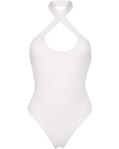 Off-White c/o Virgil Abloh Off- Halterneck Open-Back Swimsuit - White