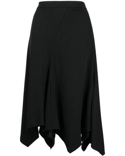 B+ AB Asymmetric Ribbed-knit Midi Skirt - Black