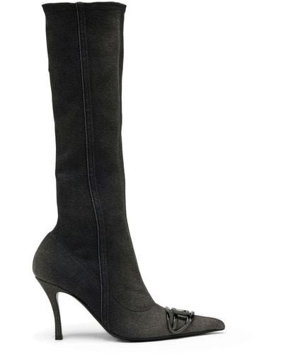 DIESEL D-venus Kb D 90mm Denim Knee-high Boots - Black