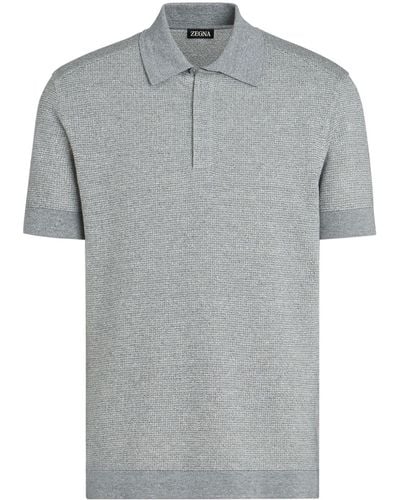 Zegna Mélange Waffle-knit Polo Shirt - Grey