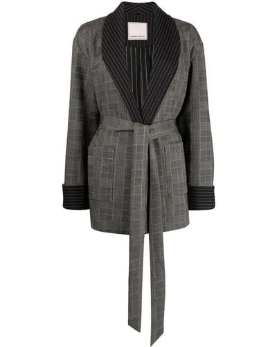 Antonio Marras Check-print Belted Jacket - Grey