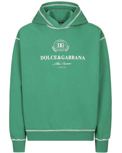 Dolce & Gabbana Logo-print Cotton Hoodie - Green