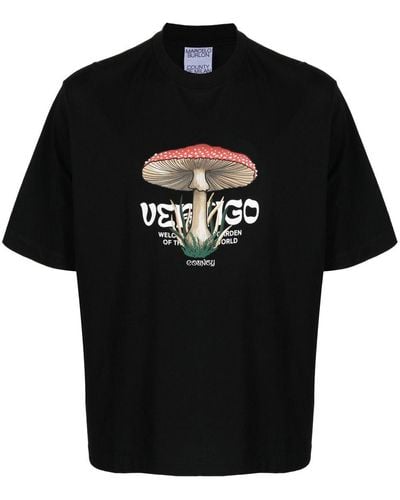 Marcelo Burlon 'vertigo' Mushroom-print T-shirt - Black