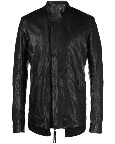 Boris Bidjan Saberi Brushed High-neck Leather Jacket - Black