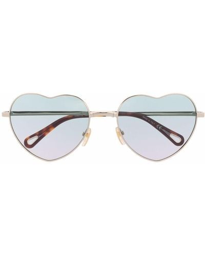 Chloé Milane Heart-frame Sunglasses - Metallic